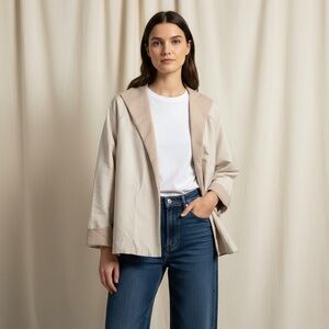 Lafayette 148 New York Reversible Jacket Cream Taupe Double-Face Small